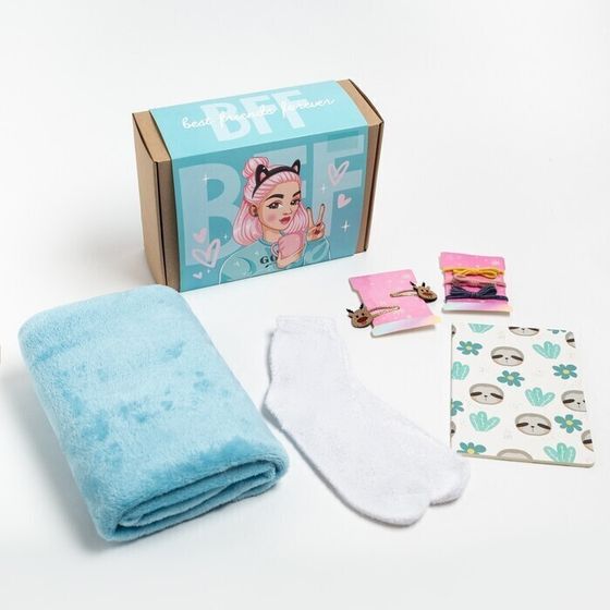 !09 Подарочный набор «Друзья навсегда», плед 85х100 см и аксессуары