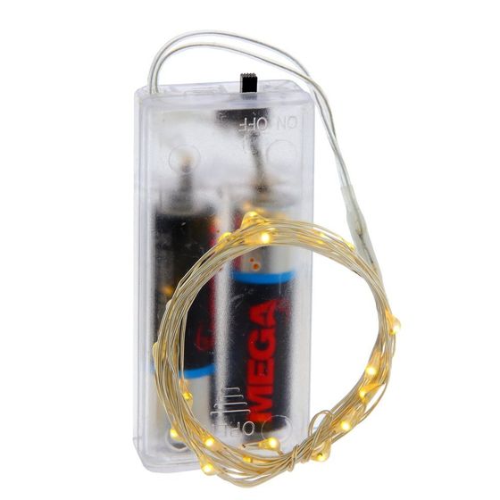 Электрогирлянда (20 теп белый, 2хАА, н/п), L210 W0,1 H0,2 см