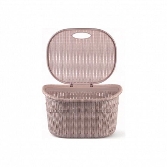 Корзина для белья 24л с крышкой розовая