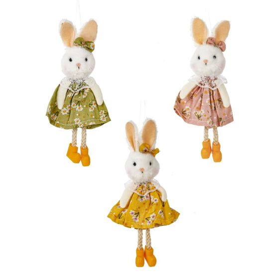 Изделие декоративное подвесное "Зайка" (блок 6шт), L4 W3 H15 см, 3в.