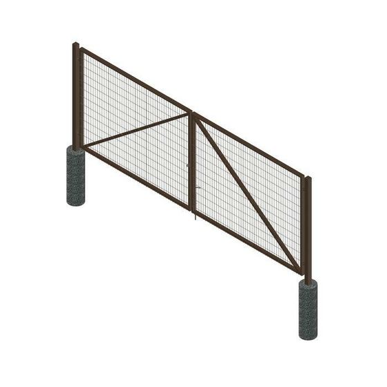 Ворота, распашные, с заполнением, 4 × 1,8 м, с проушинами, 2 фиксатора, цвет шоколад