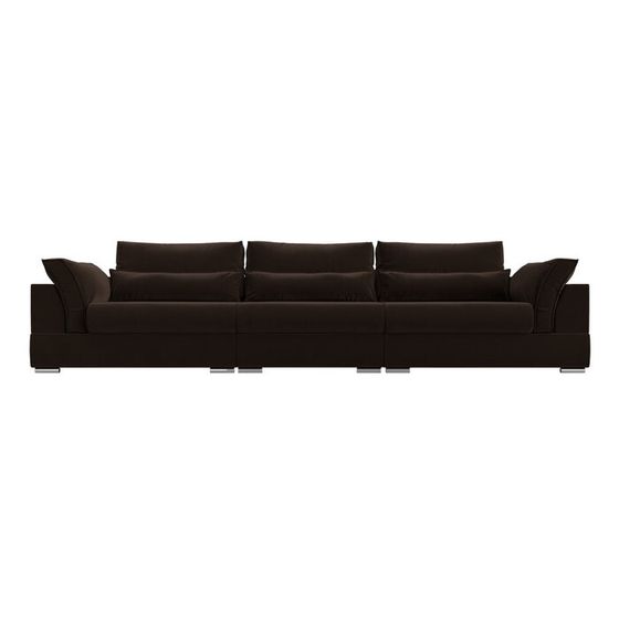 Прямой диван «Пекин Long», механизм пантограф, микровельвет, цвет коричневый