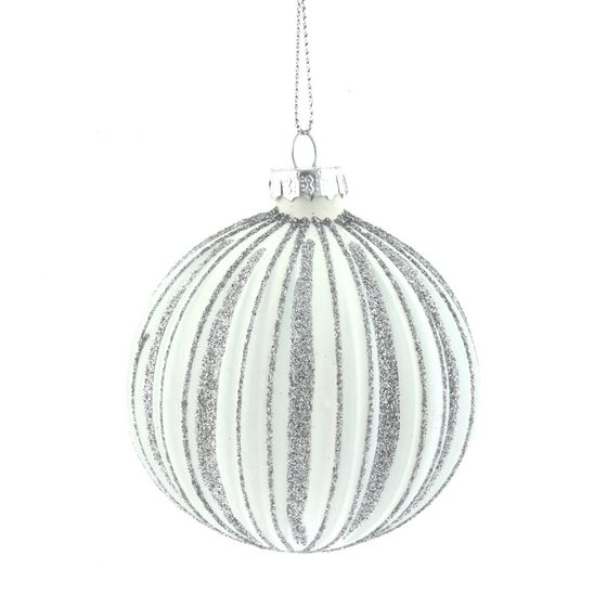 Украшение новогоднее Шар "Белая фантазия" (блок 12 шт), D8 см, L36 W28 H11 см, 4в.