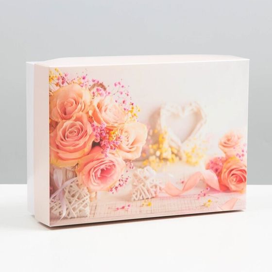 !09 Подарочная коробка (набор 4 штуки) сборная &quot;Букет роз&quot; 21 х 15 х 5,7 см.