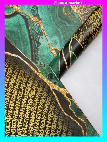 !09 Бумага упаковочная 2 листа глянцевая «Малахит», 70 × 100 см.