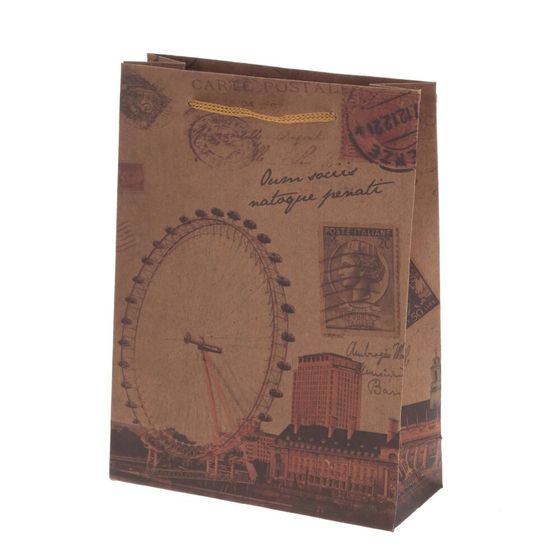 Пакет подарочный (бумага 210г/м2, блок 12шт), L15 W6 H20 см, 4в.