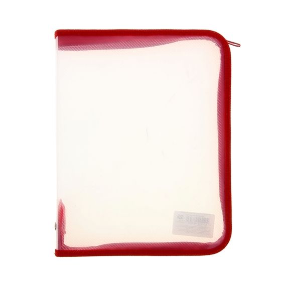 Папка пластиковая А5, 230 х 180 х 25 мм, молния вокруг, Calligrata &quot;Офис&quot;, ПМ-А5-01, 0.5 мм, прозрачная, красная