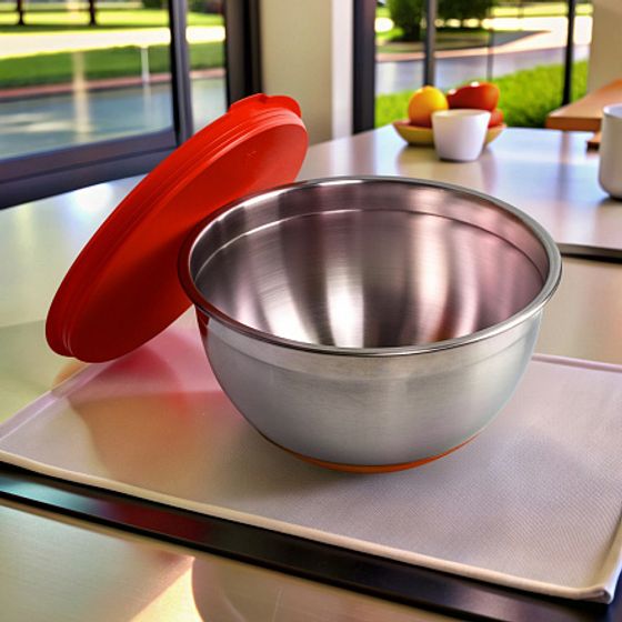 Миска стальная с крышкой MIX 24x12.5см 4.2л красная