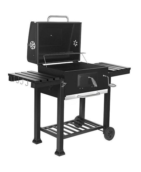 24-inch Charcoal BBQ Grill with 2 Folding Side Shelves