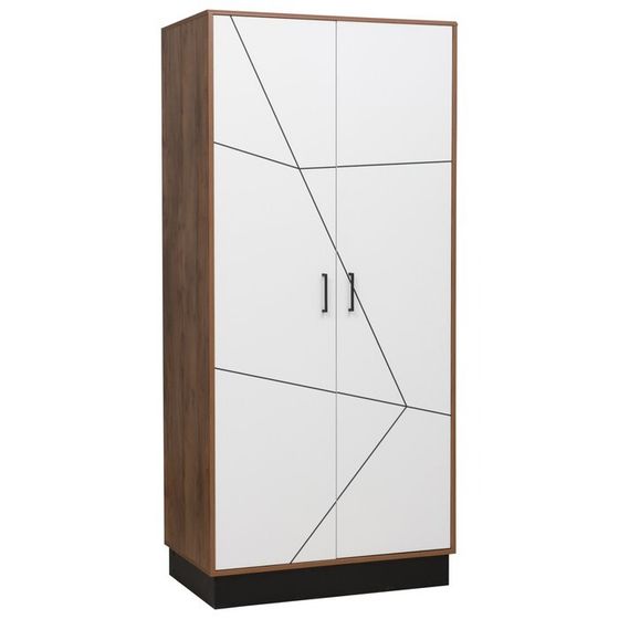 Шкаф 2-х дверный для одежды «Гамма» 54.03, 954×565×2075 мм, таксония / чёрный / ПВХ белый