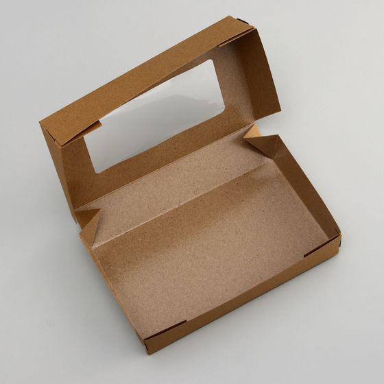 !Контейнер на вынос 7 штук, с окном, крафт, 20 х 12 х 4 см