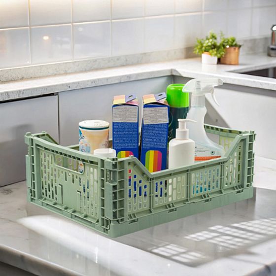 Корзина для хранения складная CASSA M зелёная 15л