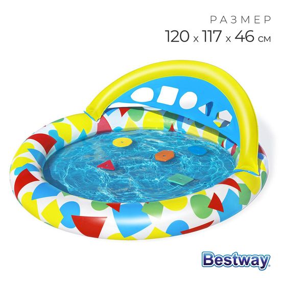 Бассейн надувной детский Bestway Splash &amp; Learn, 120×117×46 см, с навесом, 52378