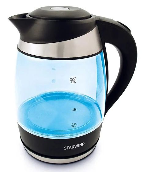 Чайник электрический Starwind SKG2218 1.8л. 2200Вт голубой/черный