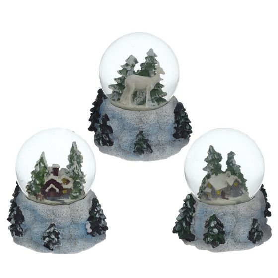 Фигурка декор в стекл шаре &quot;Домик/Олень&quot;, D 6.5 см, L9 W8 H9 см, 3в.