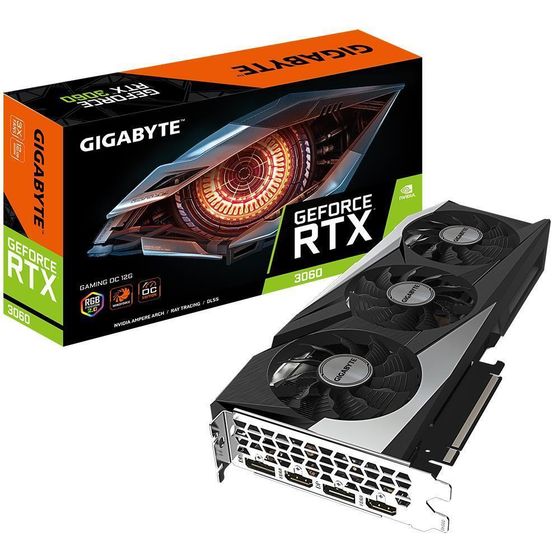 Видеокарта Gigabyte PCI-E 4.0 GV-N3060GAMING OC-12GD 2.0 LHR NVIDIA GeForce RTX 3060 12288Mb 192 GDDR6 1837/15000 HDMIx2 DPx2 HDCP Ret