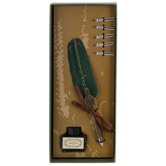 Набор подарочный: ручка перьевая, 5 наконечников, чернильница, Д28 Ш11,5 В4 см