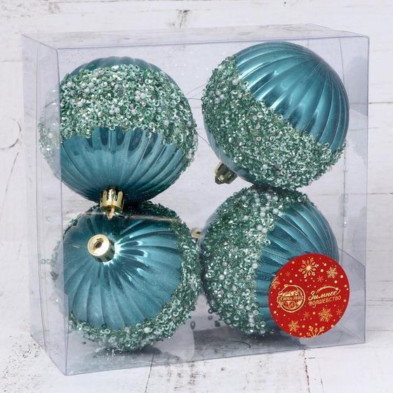 !09 Набор шаров 4 штуки пластик d-8 см.&quot;Рокси&quot;, цвет зеленый