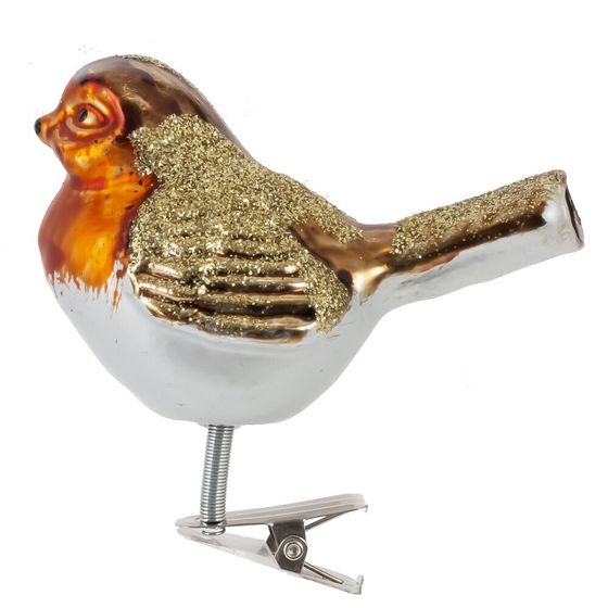 Украшение новогоднее на прищепке "Птичка", L8 W5 H8 см, 4в.