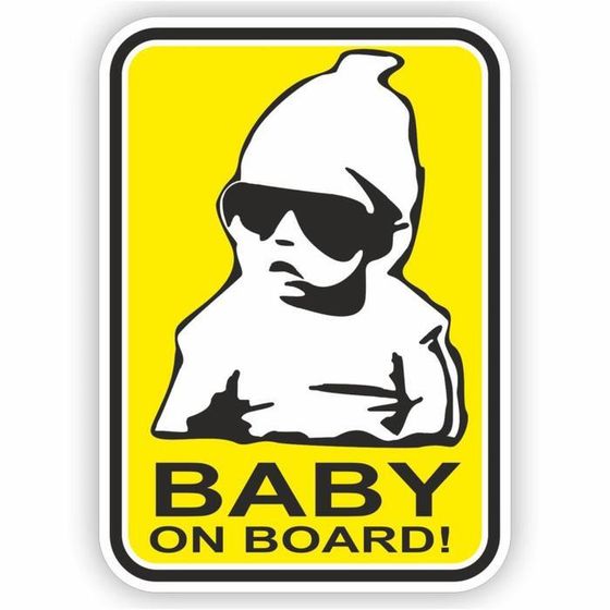 Наклейка &quot;Baby on board черные очки&quot;, цветная, 10 х 15 см