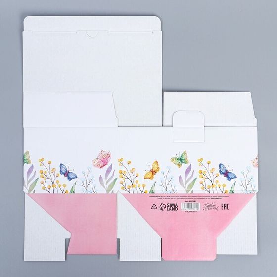 !09 Коробка-пенал (набор 3 штуки) сборная «С 8 марта» 20 х 15 х 10 см.