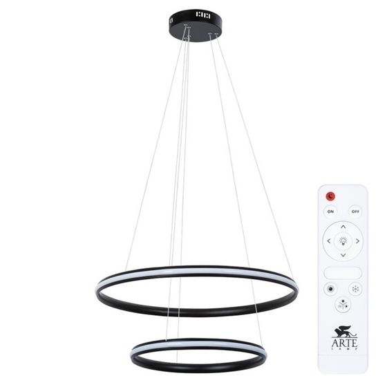 Люстра подвесная Arte Lamp Meridiana A2198SP-2BK, LED, 70 Вт, 60х60х120 см, 2500 Лм, пульт ДУ, чёрный