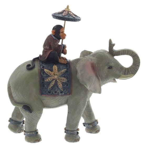 Фигурка декоративная "Обезьяна на слоне", L19 W7 H19,5 см