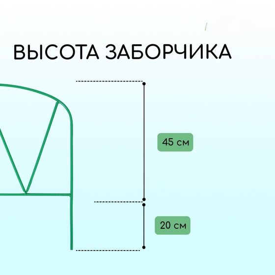 !Ограждение декоративное, 65×325 см, 5 секций, металл, зелёное, «Арена»
