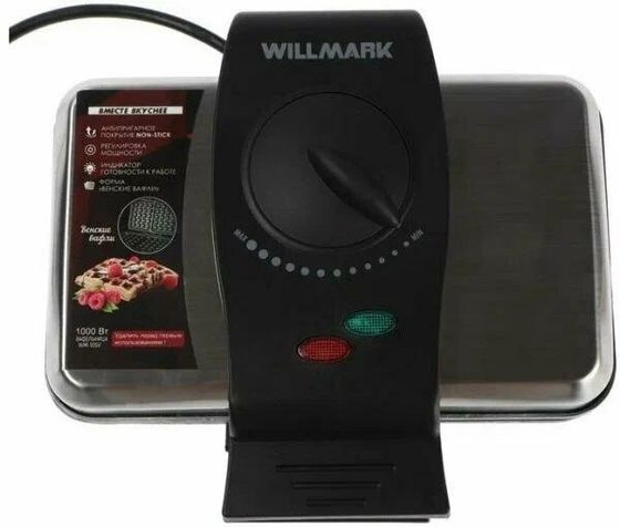 Вафельница Willmark WM-105V 1000Вт серебристый/черный