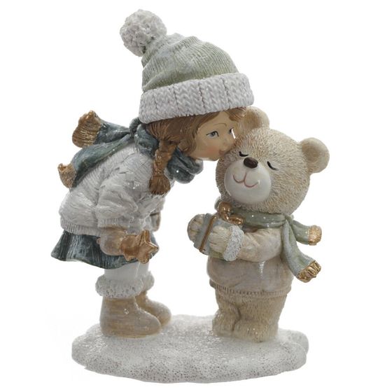 Фигурка декоративная &quot;Девочка и медвежонок&quot;, L9 W6 H12 см, 2в.