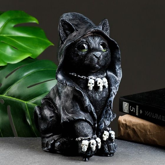 Фигурка полистоун «Котик хиппи», чёрный, 26×13×16 см