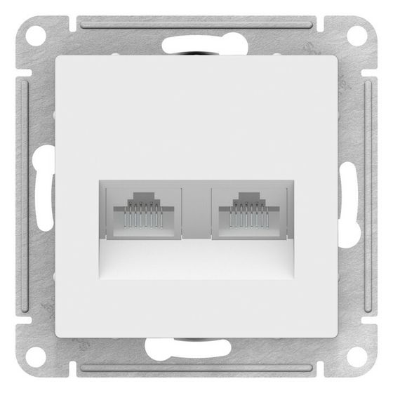 Розетка SE ATLASDESIGN, двойная, компьютерная, RJ45+RJ45, кат.5E, механизм, белый