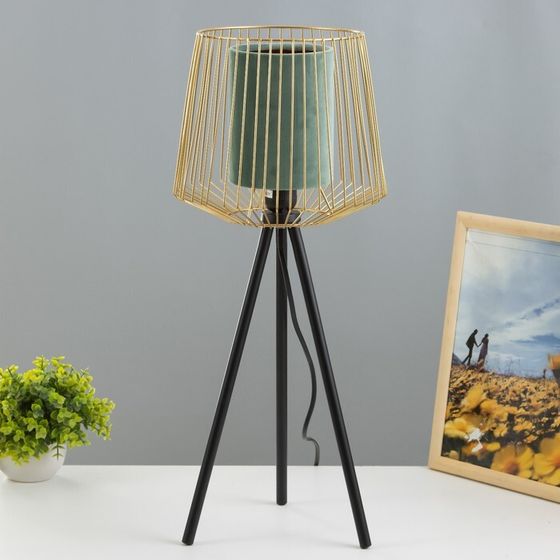 Настольная лампа 42872/1GR Е27 40 Вт зеленый золото 24×24×57 см RISALUX
