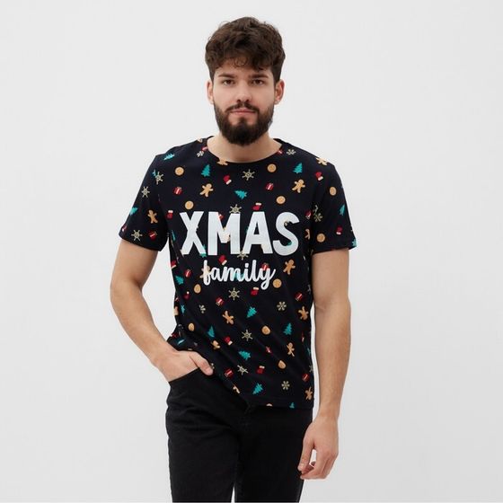 Футболка мужская KAFTAN &quot;Xmas family&quot; размер 50, черный