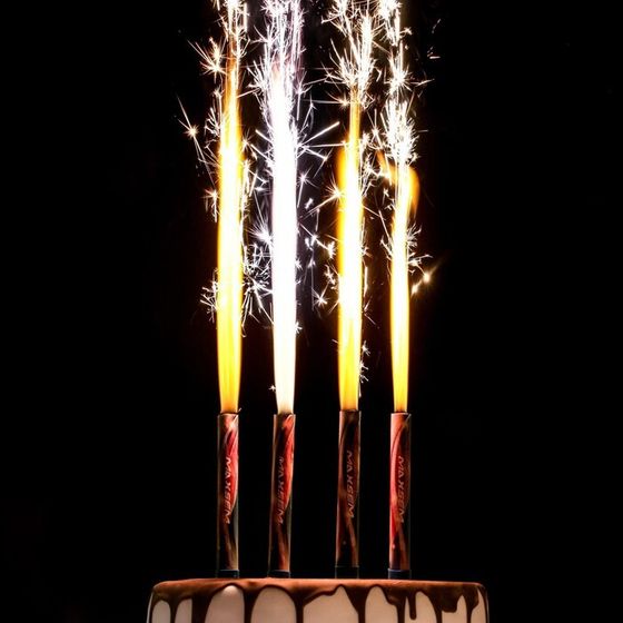 Свечи фонтаны для торта &quot;Цветные искры&quot;, 10 см, 30 секунд, цветное пламя, 4 шт