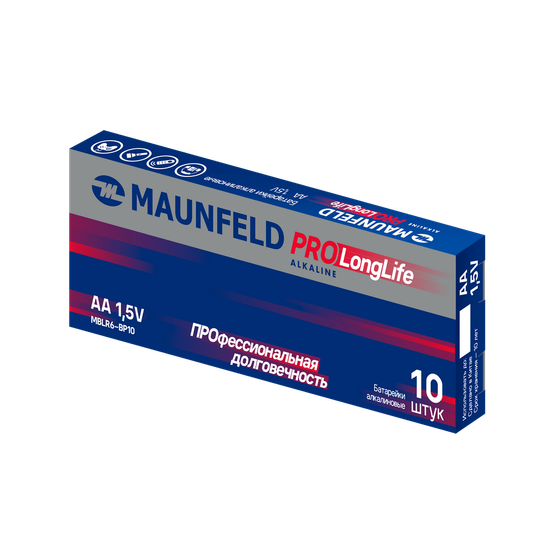Батарейка Maunfeld PRO Long Life Alkaline AA (LR6) MBLR6-PB10, упаковка 10 шт.