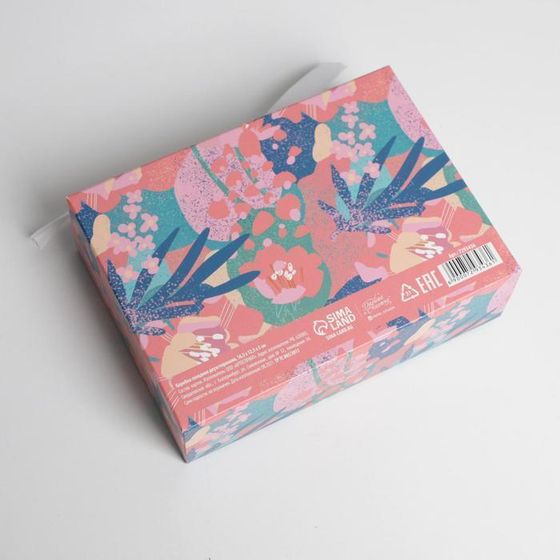 !Коробка складная двухсторонняя «Цветы», 16,5 × 12,5 × 5 см