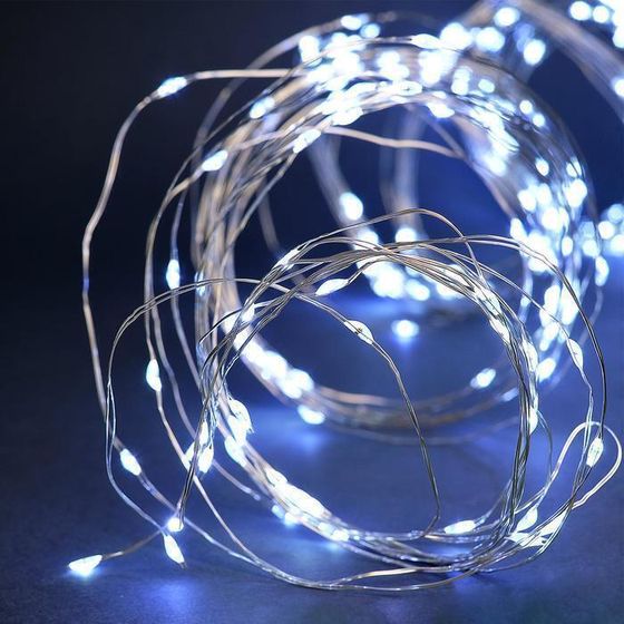 !09 Гирлянда «Занавес» 2.8 x 3 м роса на крючках, с пультом, IP20, серебристая нить, 300 LED, свечение белое, 8 режимов, USB