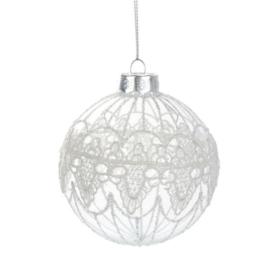 Украшение новогоднее Шар &quot;Кружева&quot; (блок 12), D 8 см, L8 W8 H8 см, 4в.