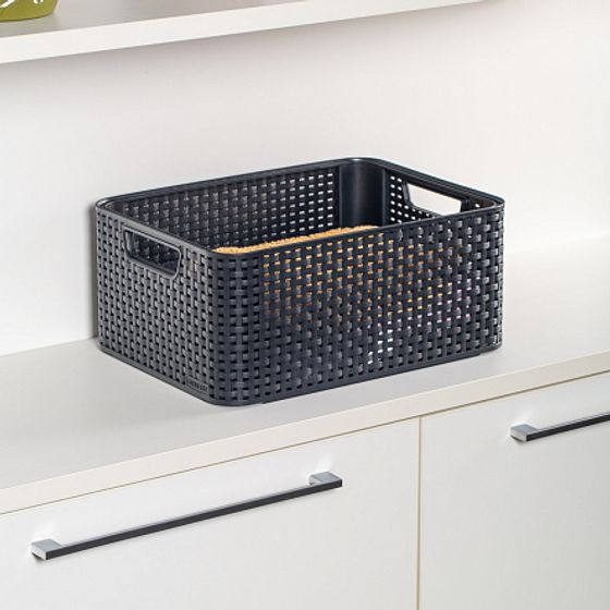 Корзина RATTAN STYLE BOX M темно-серая