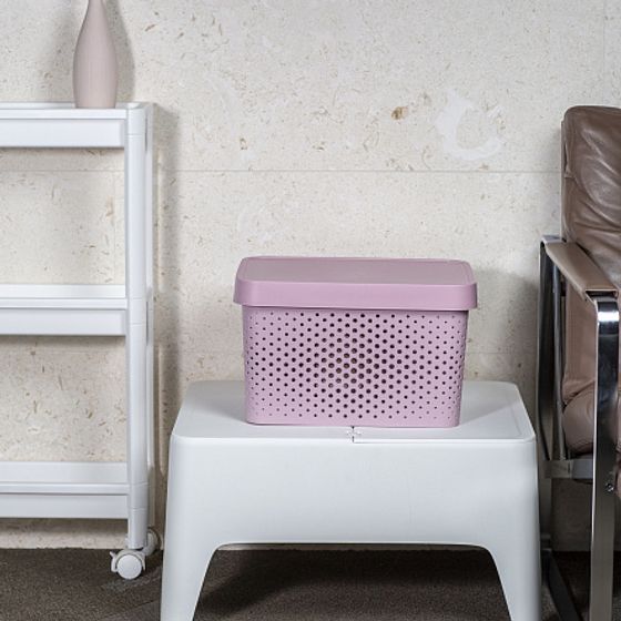 Коробка INFINITY перфорированная с крышкой 17л розовая