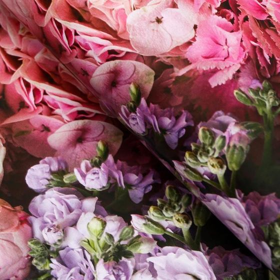 !09 Бумага (набор 4 листа) упаковочная глянцевая "Букет цветов" 50 × 70 см.