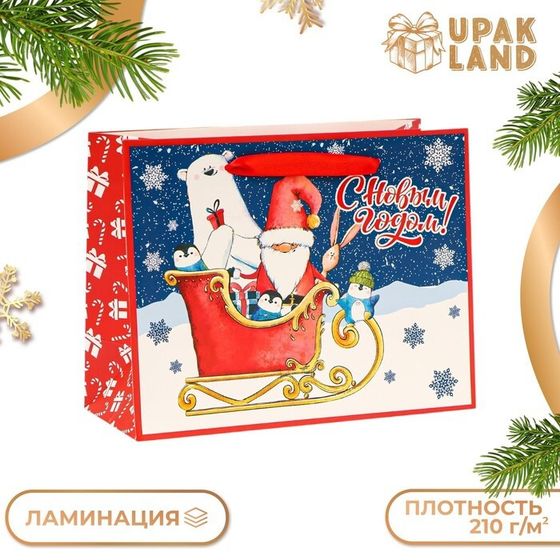 Пакет ламинированный «На санях», MS 23×18×10 см