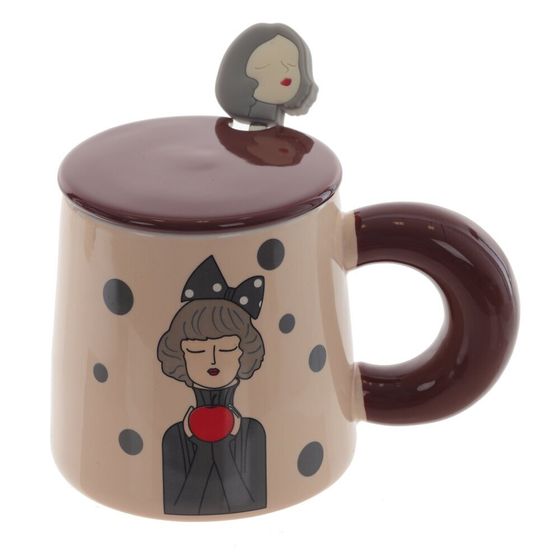 Кружка с крышкой и ложкой, 400 мл, L13,5 W9,5 H9,5 см, дизайн микс