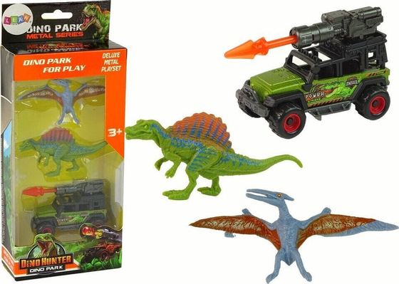 LeanToys Dinozaury Figurki Zestaw Auto Rakieta Pomarańczowy