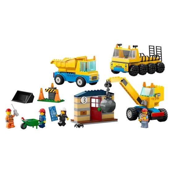 LEGO Work и краны с мячом для сноса зданий. Строительная игра