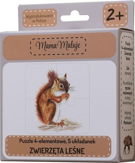 Mama Maluje Puzzle 4-elementowe Zwierzęta leśne