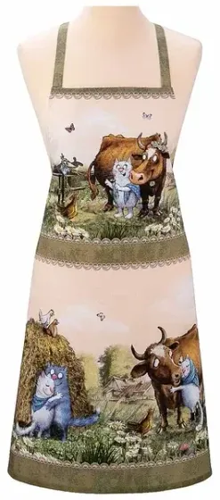 !09 Фартук "Про любовь" 100% хлопок, твил, беж