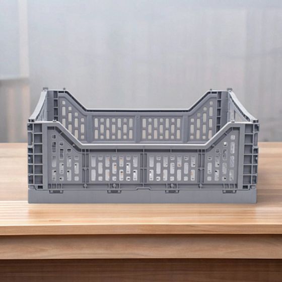 Корзина для хранения складная CASSA M серая 15л