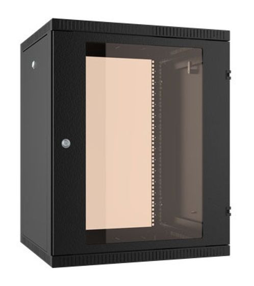 Шкаф коммутационный NT WALLBOX 15-63 B (084701) настенный 15U 600x350мм пер.дв.стекл направл.под закл.гайки 335кг черный 300мм 20кг 744мм IP20 сталь